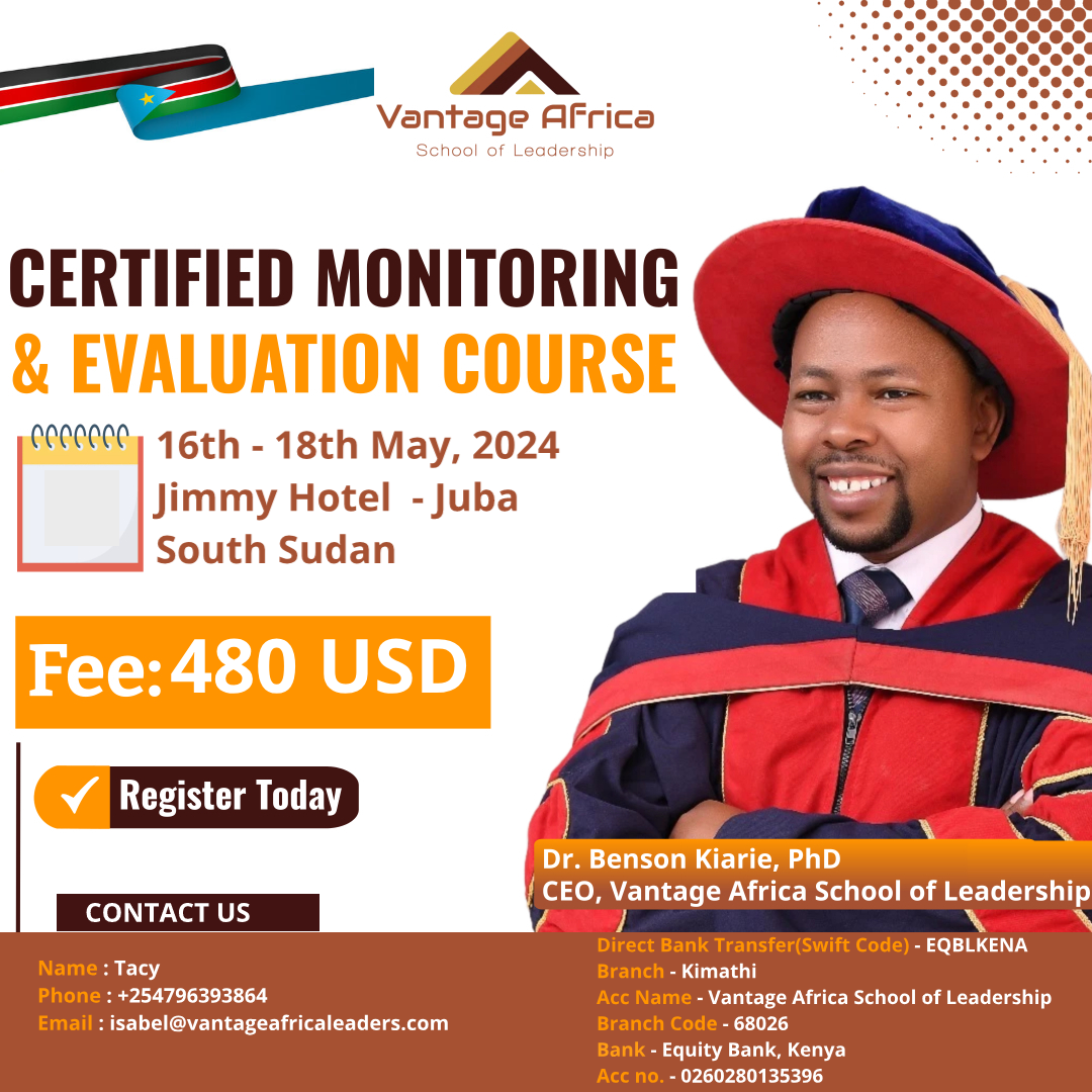 BECOME A CERTIFIED MONITORING AND EVALUATION PROFESSIONAL _SOUTH SUDAN TRAINING